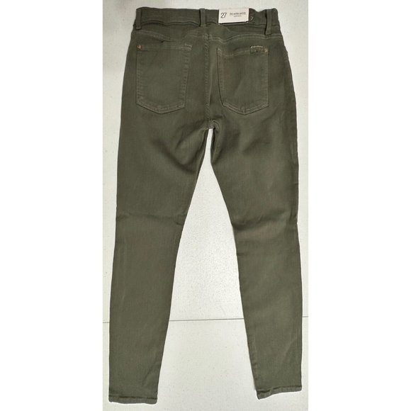 7 For All Mankind NWT Ankle Skinny Jeans Olive Green Mid Rise Denim Jeans Sz 27 - Picture 3 of 10